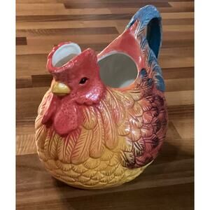 Country Gate Enesco Chicken Rooster Colorful Jug Pitcher Farm House Animal